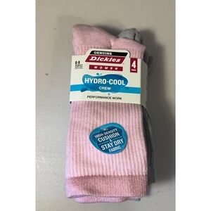 Dickies Crew Socks Women 6-9 Multicolor Performance Work Hydro-Cool 4 Pairs NEW